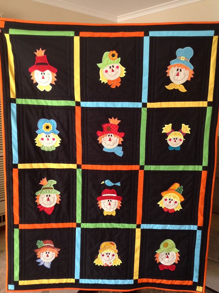 Customer Project by Mel - Whimsical Scarecrows Quilt