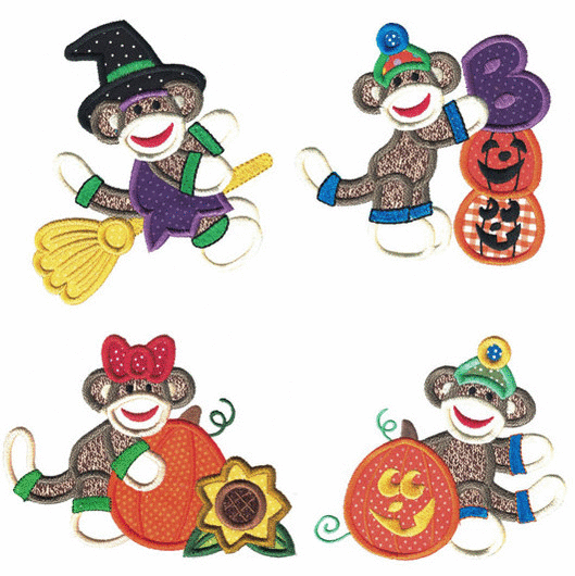 Halloween Sock Monkeys - Set "Halloween Harvest Sock Monkeys"