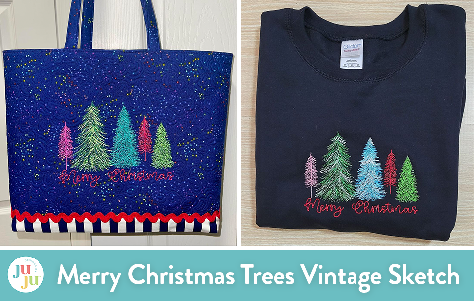 Customer Projects: Merry Christmas Trees Vintage Sketch