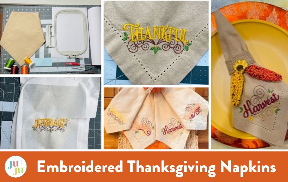 Embroidered Thanksgiving Napkins