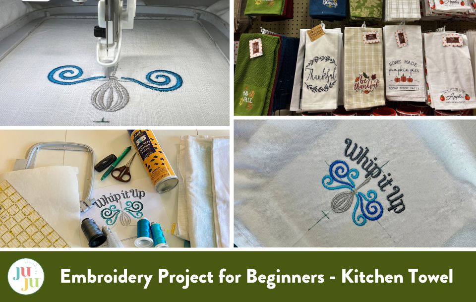 Embroidery Project for Beginners - Kitchen Towel