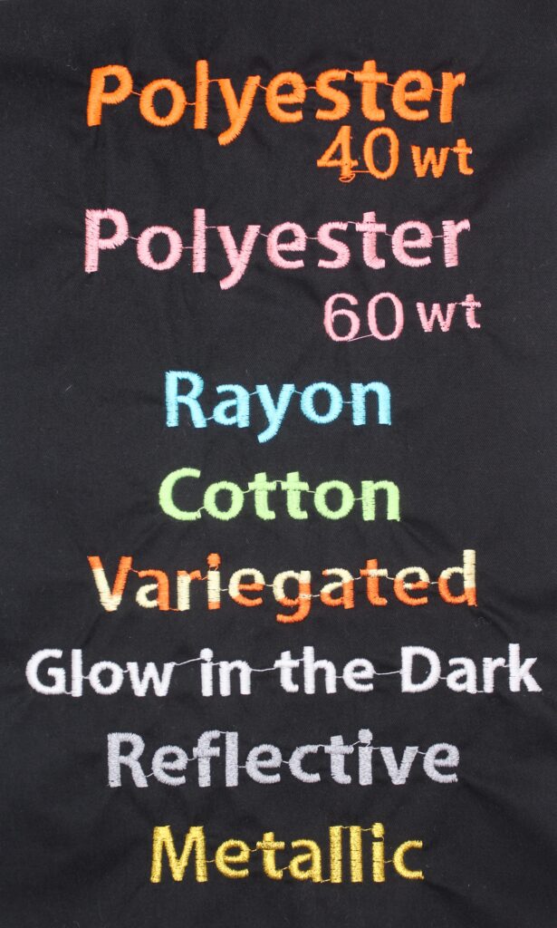 An example of different thread weights.