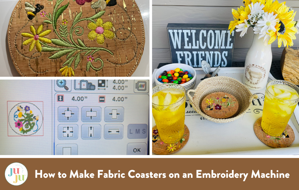 How to Make Fabric Coasters on an Embroidery Machine | Designs By JuJu ...